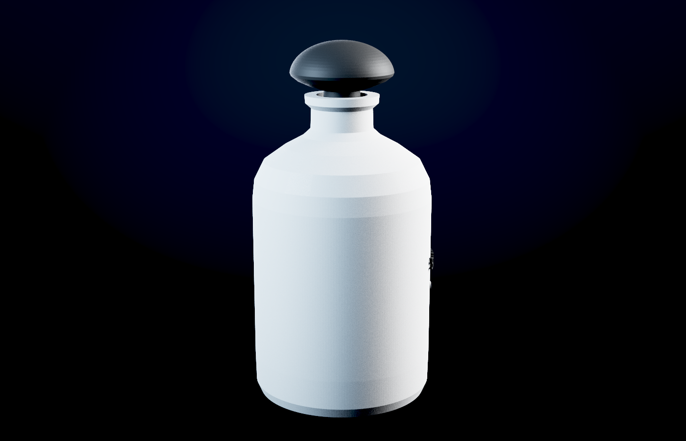 A bottle exported to GLB, re-imported and path-traced back by the engine